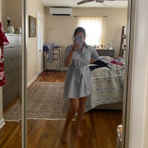 American Apparel Blue & White Striped Shirtdress